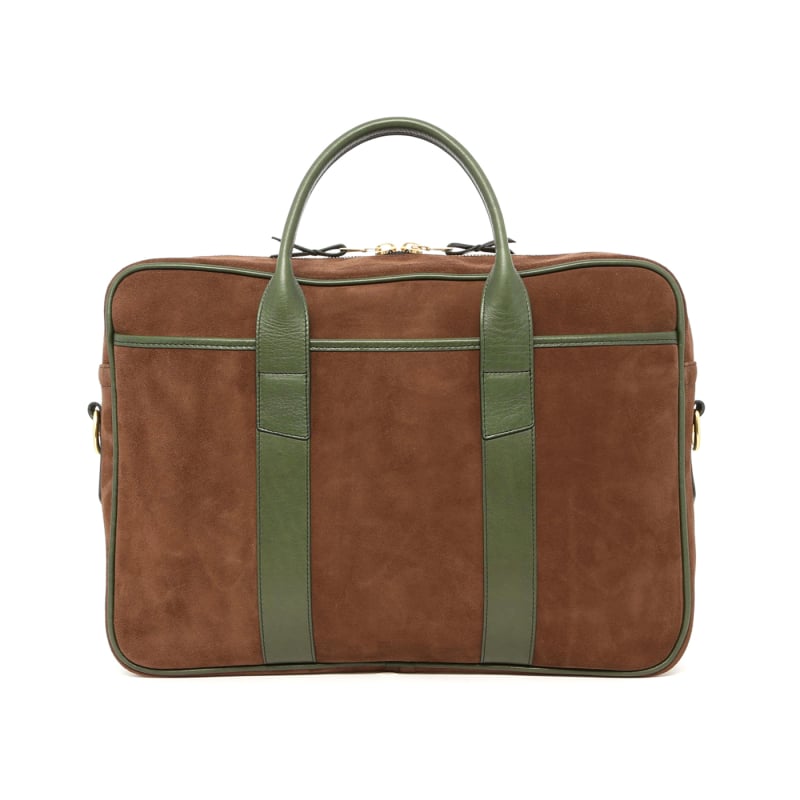 Commuter Briefcase - Cub Suede/Green Tumbled Leather in 