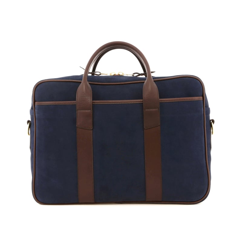 Commuter Briefcase - Navy/Chocolate - Suede in 