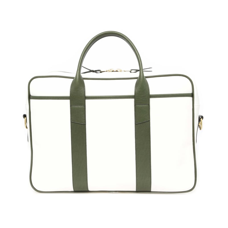 Commuter Briefcase - White/Green - Smooth Leather in 