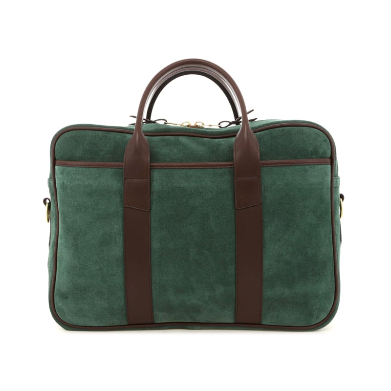 Commuter Briefcase - Evergreen/Chocolate - Suede in 