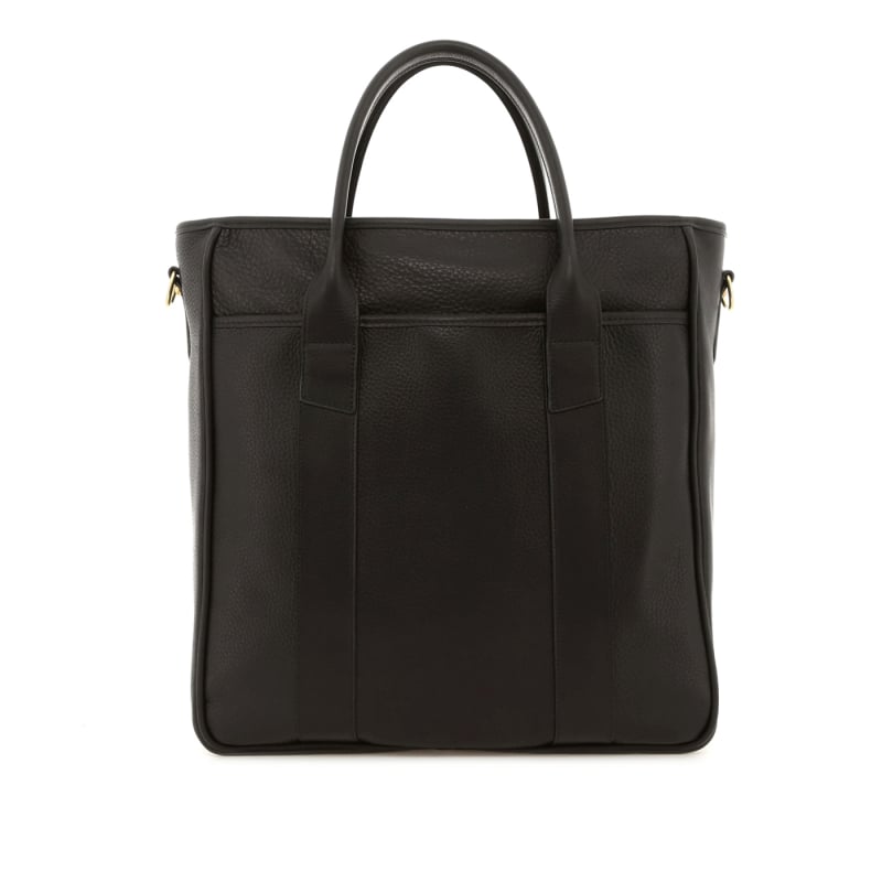 Commuter Tote - Soft Pebbled Leather - Charcoal Sunbrella in 