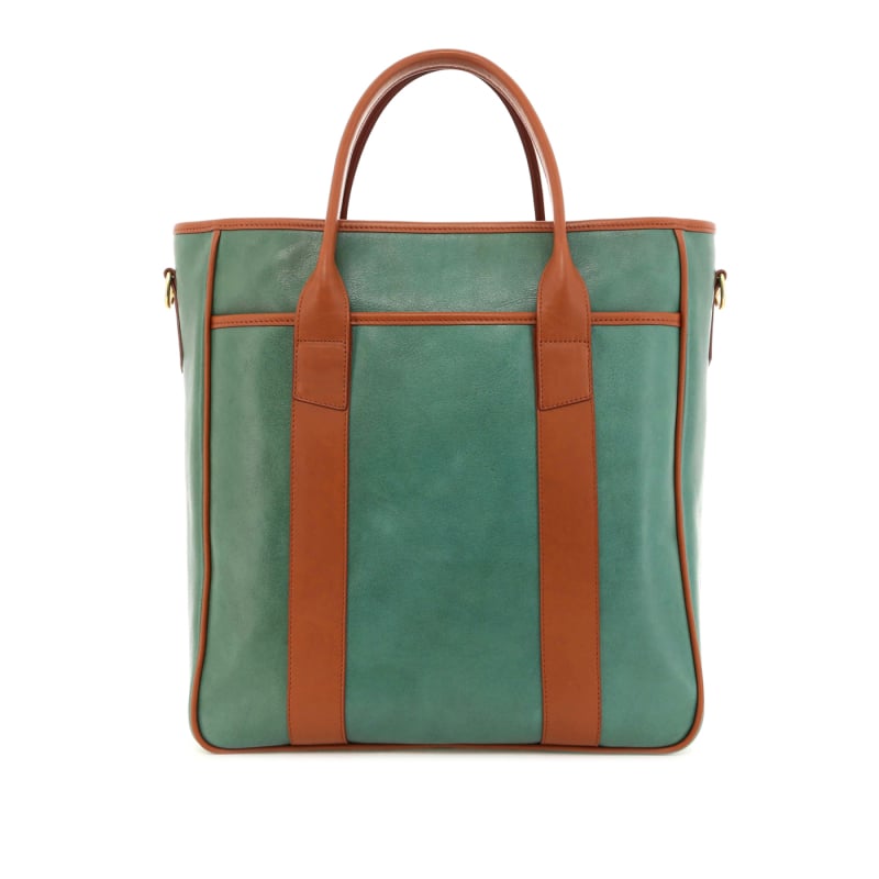 Commuter Tote - Winter Green/Cognac - Capri Sunbrella in 