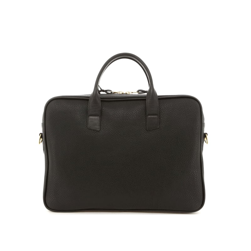 Computer Briefcase - Black - Pebbled Leather in 