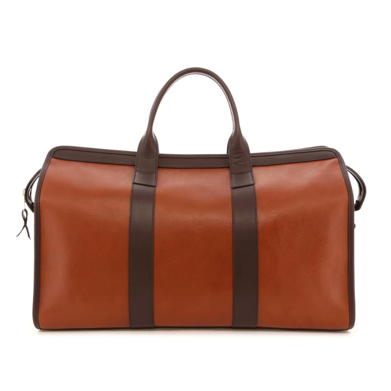 Signature Travel Duffle - Adobe Brown/Chocolate - Tumbled Leather - Burgundy Sunbrella in 