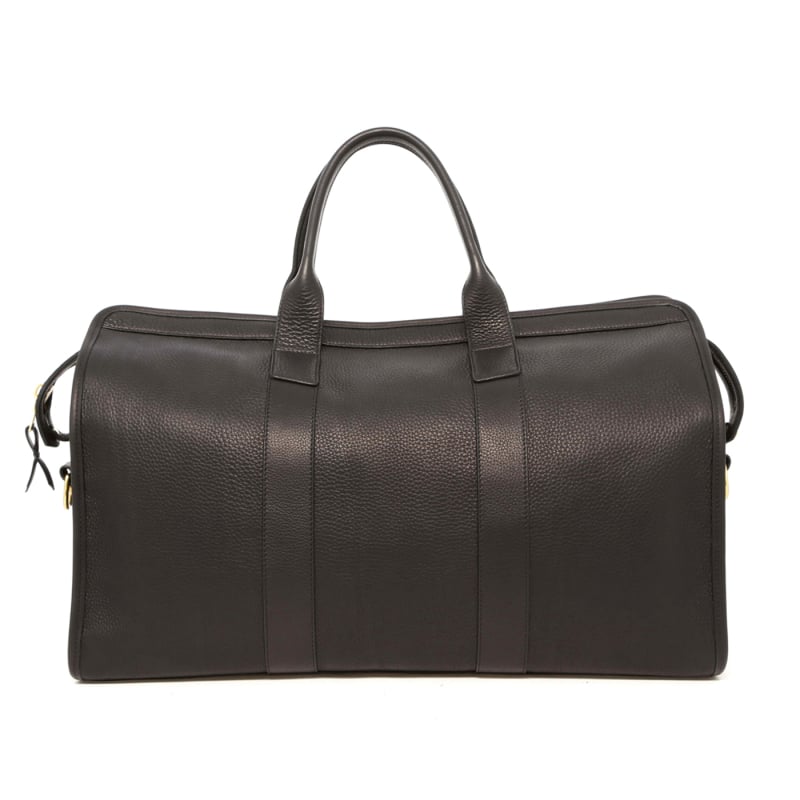 Signature Travel Duffle - Black - Soft Pebbled Leather - Charcoal Tweed in 