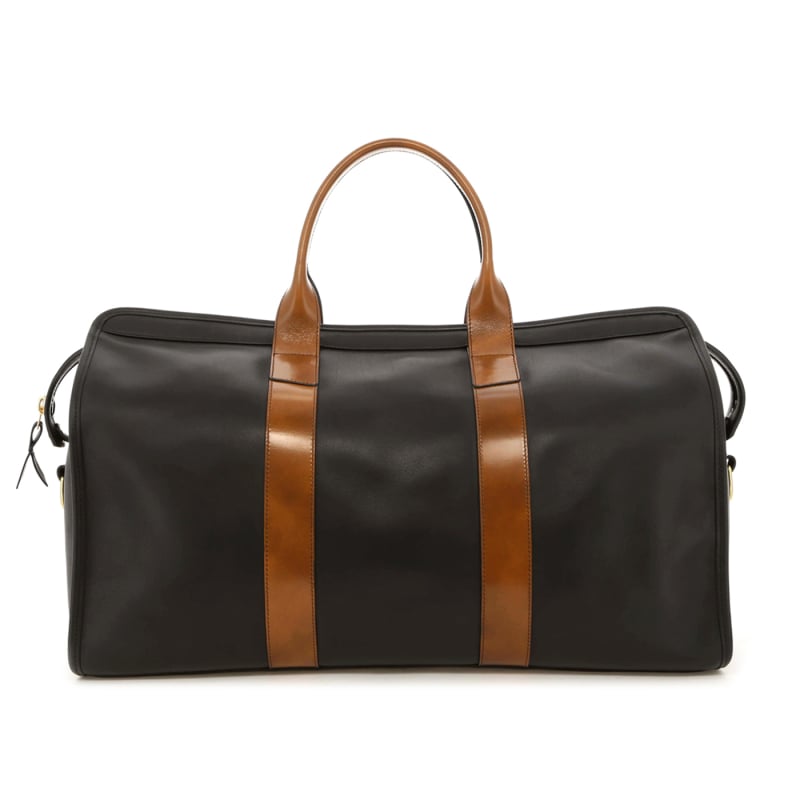 Signature Travel Duffle - Black/Golden Brown - Tumbled Leather / Harness - Dark Olive Canvas in 