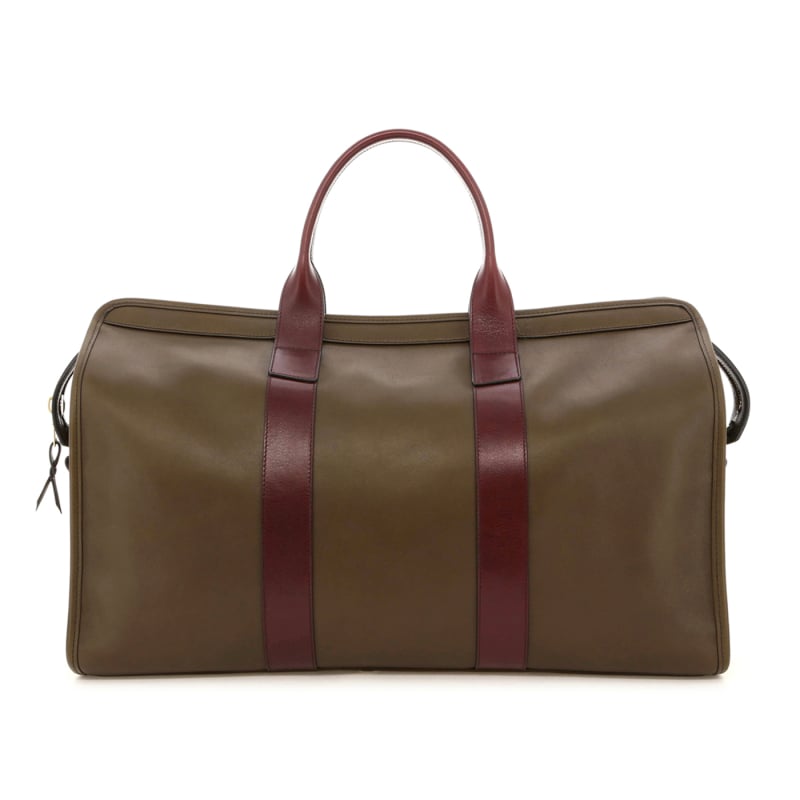 Signature Travel Duffle - Olive/Fig - Tumbled Leather - Charcoal Tweed in 