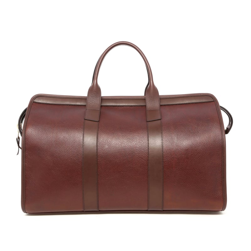 Signature Travel Duffle - Rum Raisin Brown/Chocolate - Pebbled Leather - Burgundy Sunbrella in 