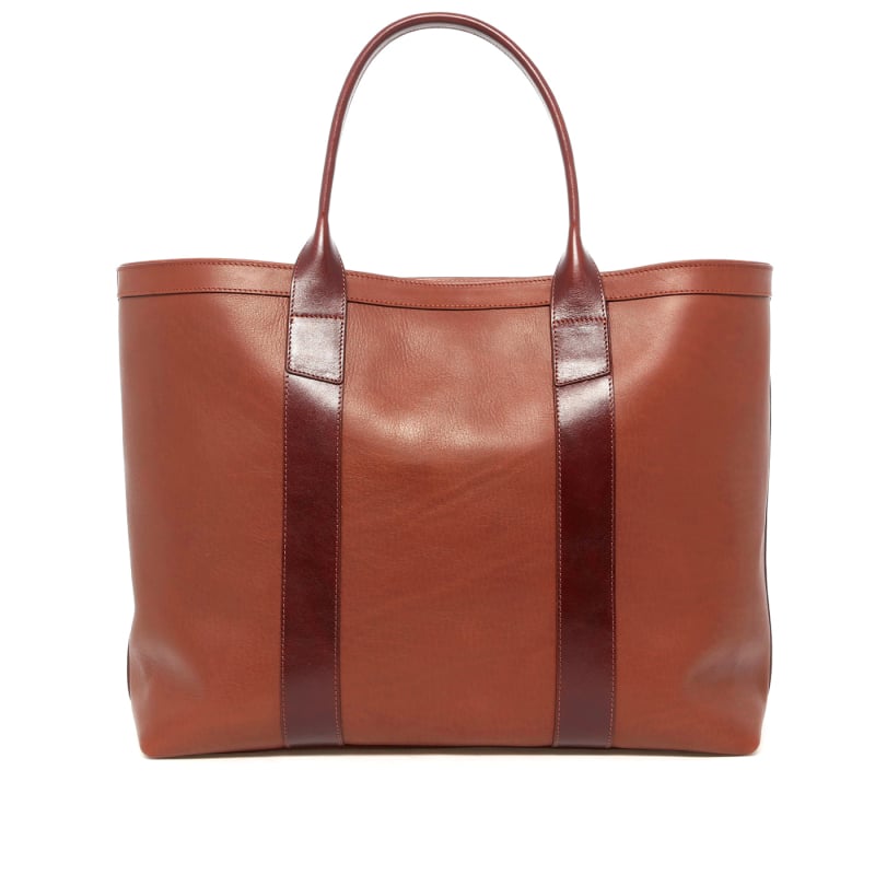 Signature Working Tote - Chestnut/Rum Raisin - Tumbled Leather - Dubonnet Tweed Sunbrella in 