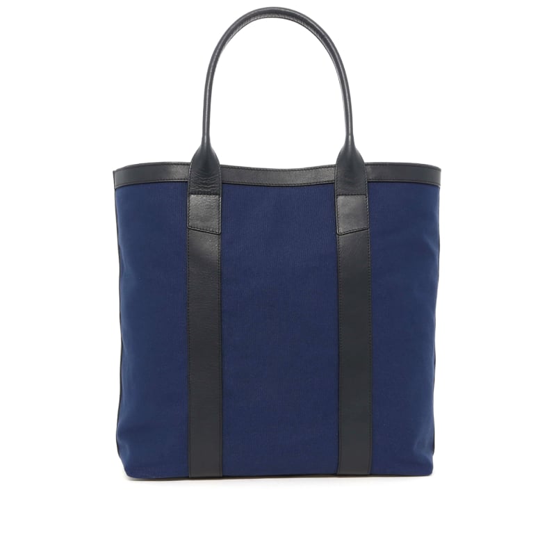 Tall Tote - Royal Blue Canvas / Navy Tumbled Leather - Royal Blue Sunbrella in 