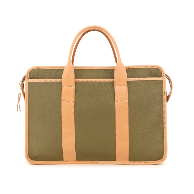 Bound Edge Zip-Top Briefcase - Light Military Taurillon Leahter / Natural Tumbled in 