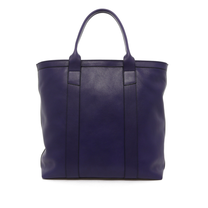 Tall Tote - Purple - Grey Interior - Zipper Top - Tumbled Leather in 