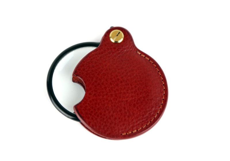 Pocket Magnifying Glass-Red in smooth tumbled leather
