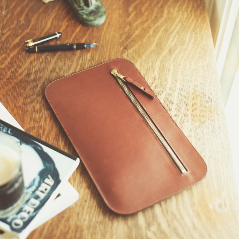 Small Zip Case in smooth tumbled leather