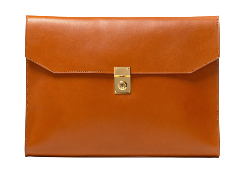 Wrap Portfolio-Cognac in harness belting leather