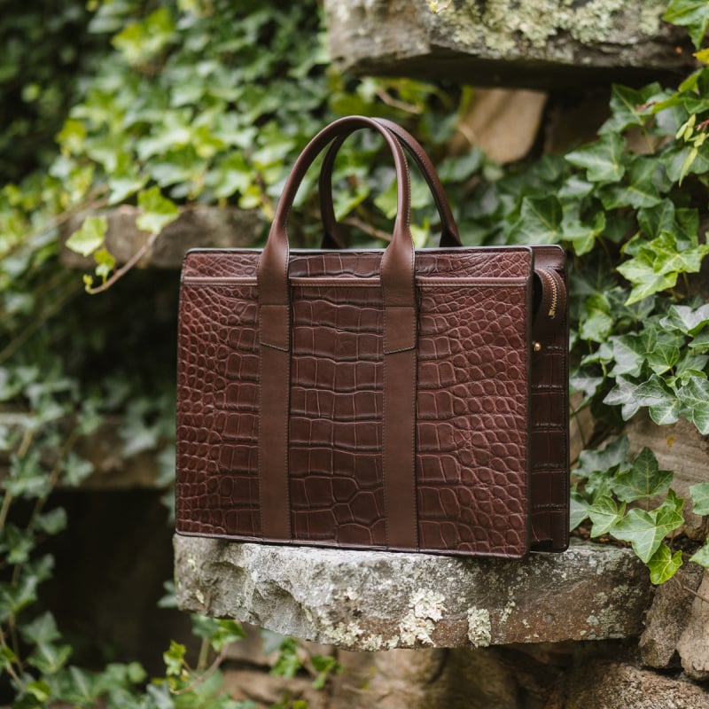 Alligator Zip-Top Briefcase in american alligator