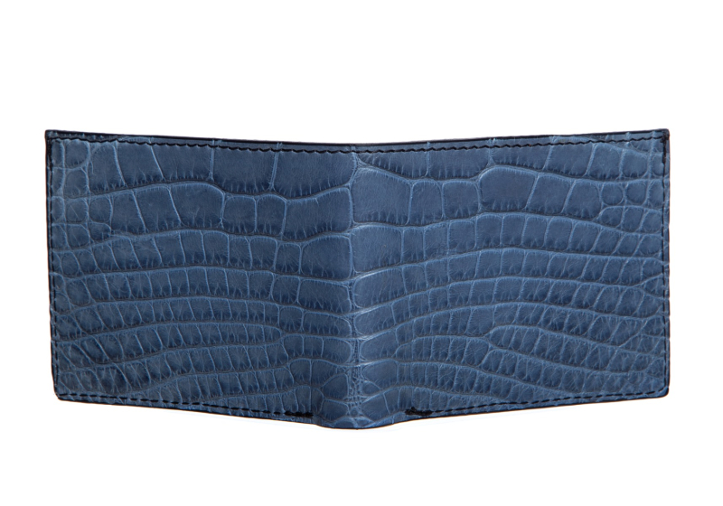 The Slim Wallet -Denim - Gator in american alligator
