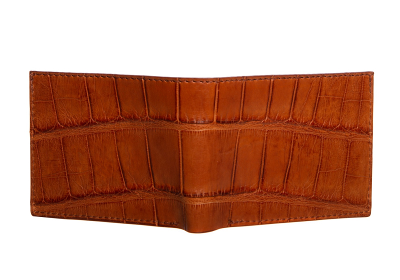 The Slim Wallet -Cognac - Gator in american alligator