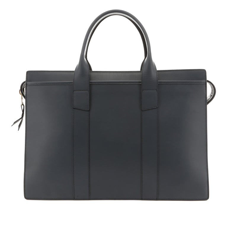 Double Zip-Top Briefcase - Battleship Grey - Belting Leather in 