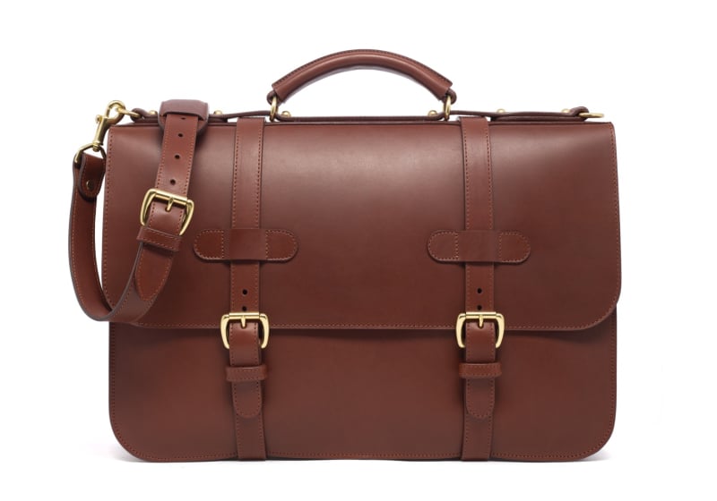English Briefcase-Chestnut in harness belting leather