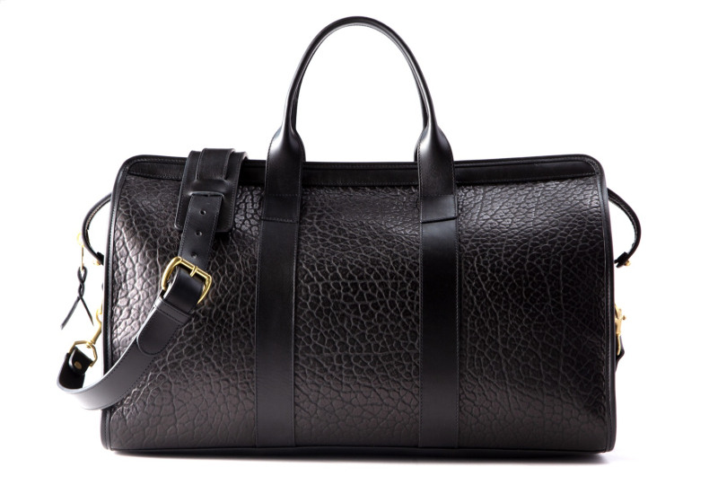 Signature Travel Duffle -Black in shrunken grain leather