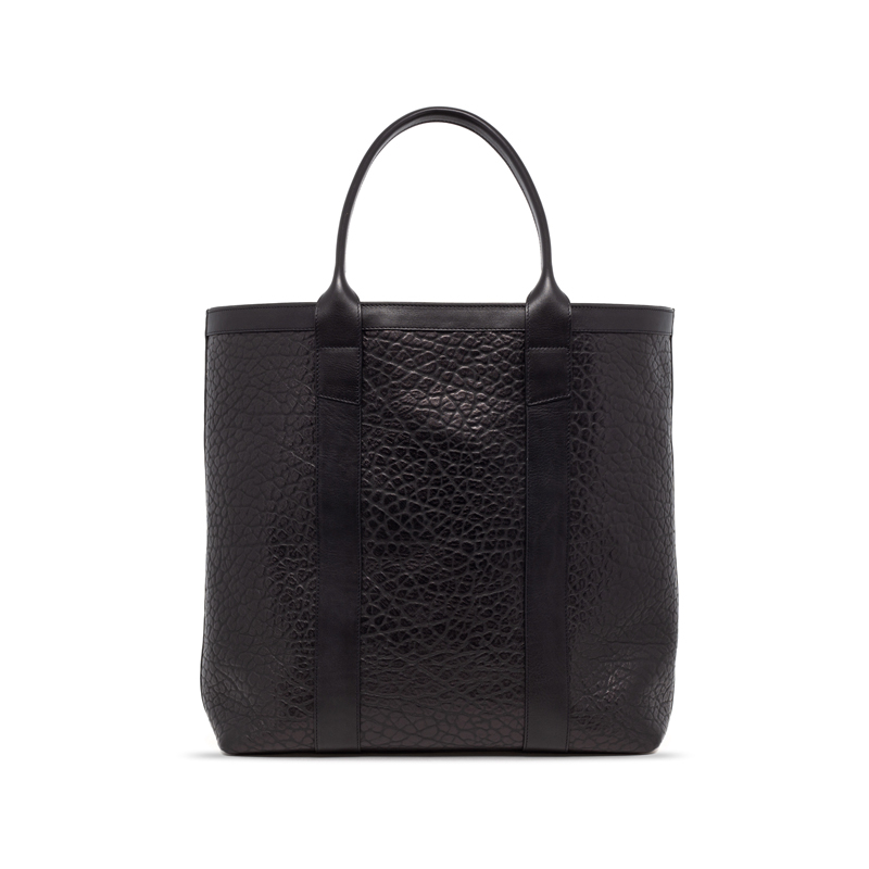 Tall Tote-Black in shrunken grain leather