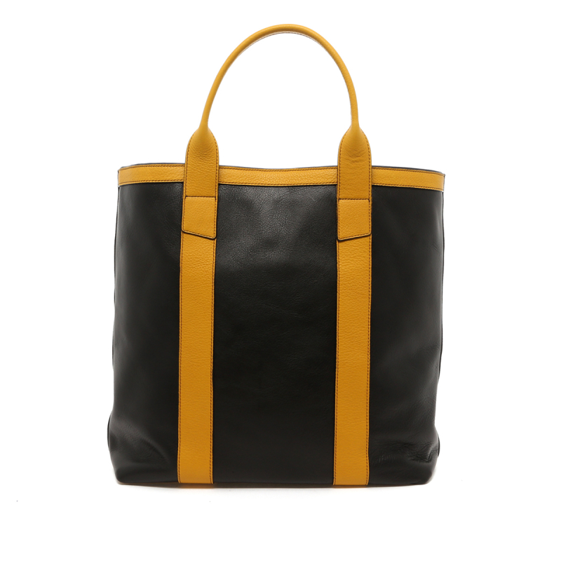 Tall Tote - Black/Yellow Trim - Tumbled - Black interior in 