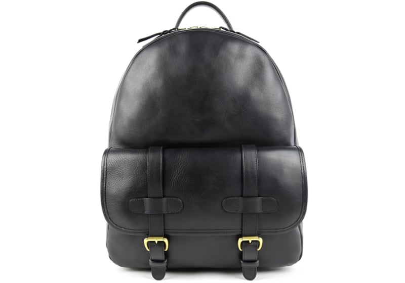 Zipper Backpack-Black in smooth tumbled leather