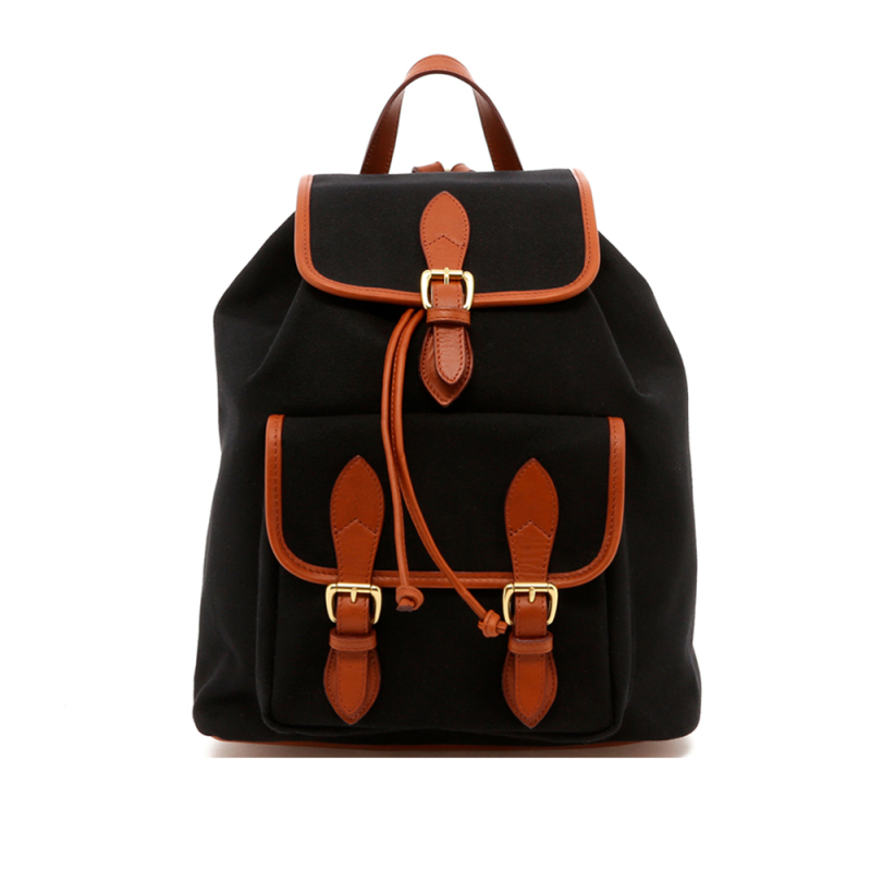 Classic Backpack - Black / Cognac Trim - 18 oz Canvas in 