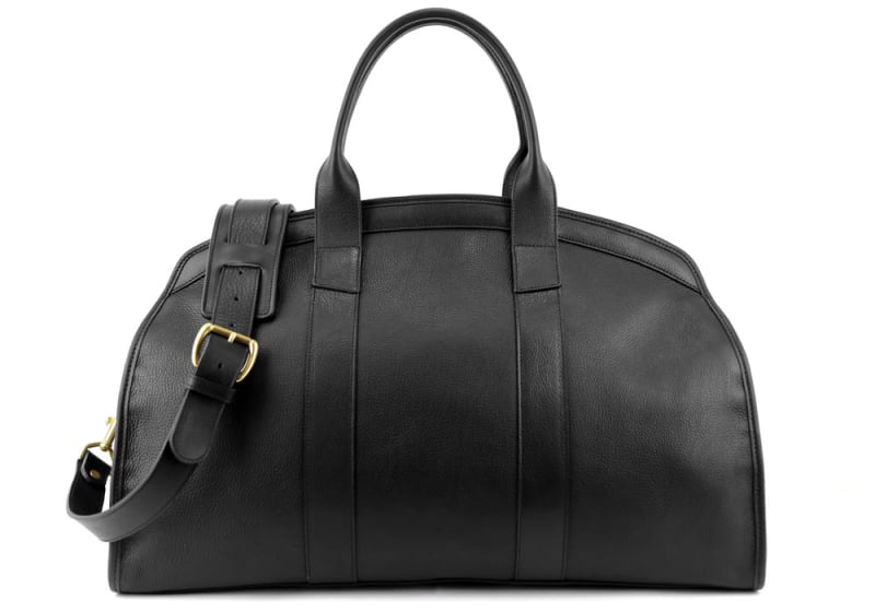 Aiden Duffle -Black-Sunbrella Lining with Pocket in smooth tumbled leather
