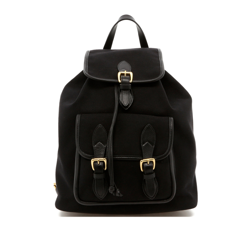 Classic Backpack -  Black - Charcoal Herringbone Interior - Canvas in 