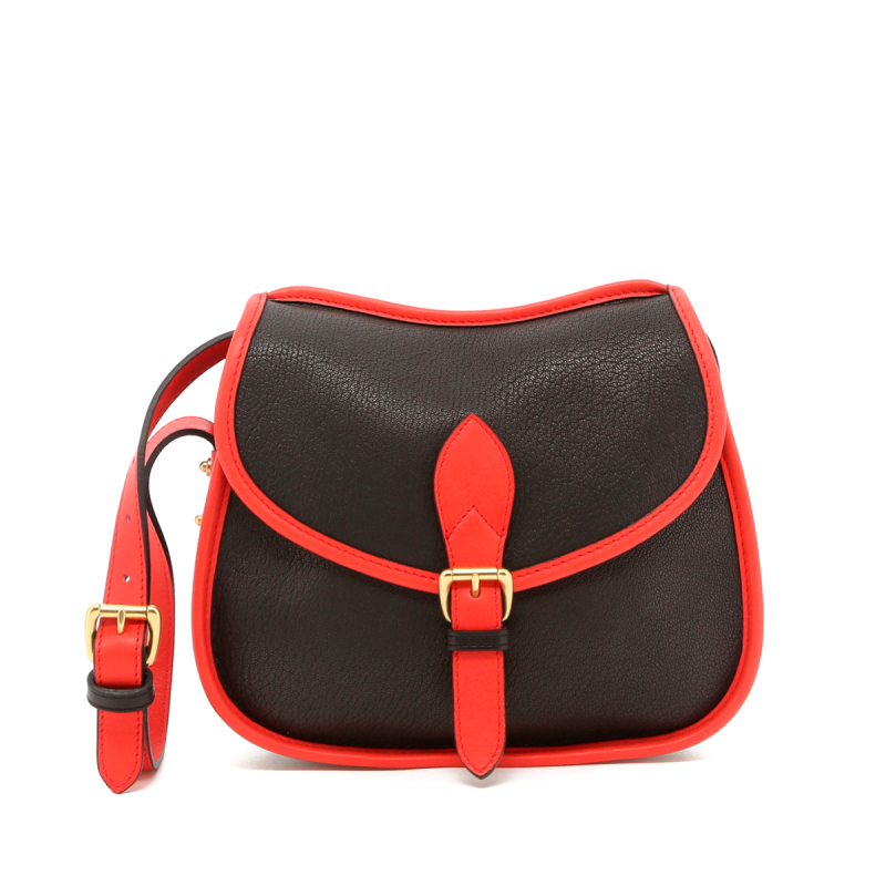 Rider Bag - Black/Hibiscus Trim - Goatskin in 