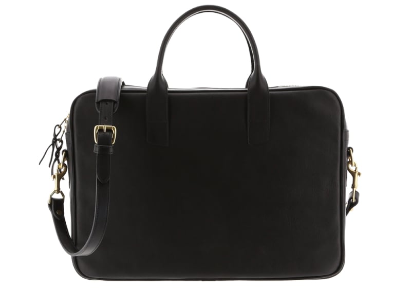 Computer Briefcase-Black in smooth tumbled leather