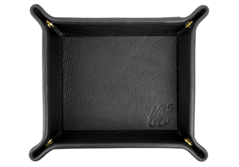 VALET TRAY-Black in smooth tumbled leather