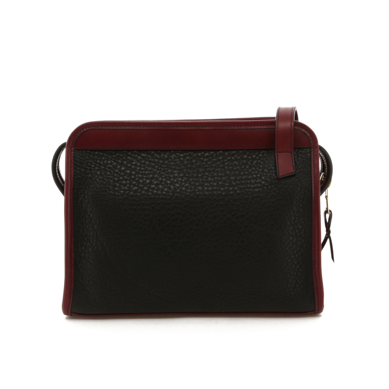 Blazer Bag - Black Pebble Leather / Maroon Belting Trim - Grey Cordura Lining in 
