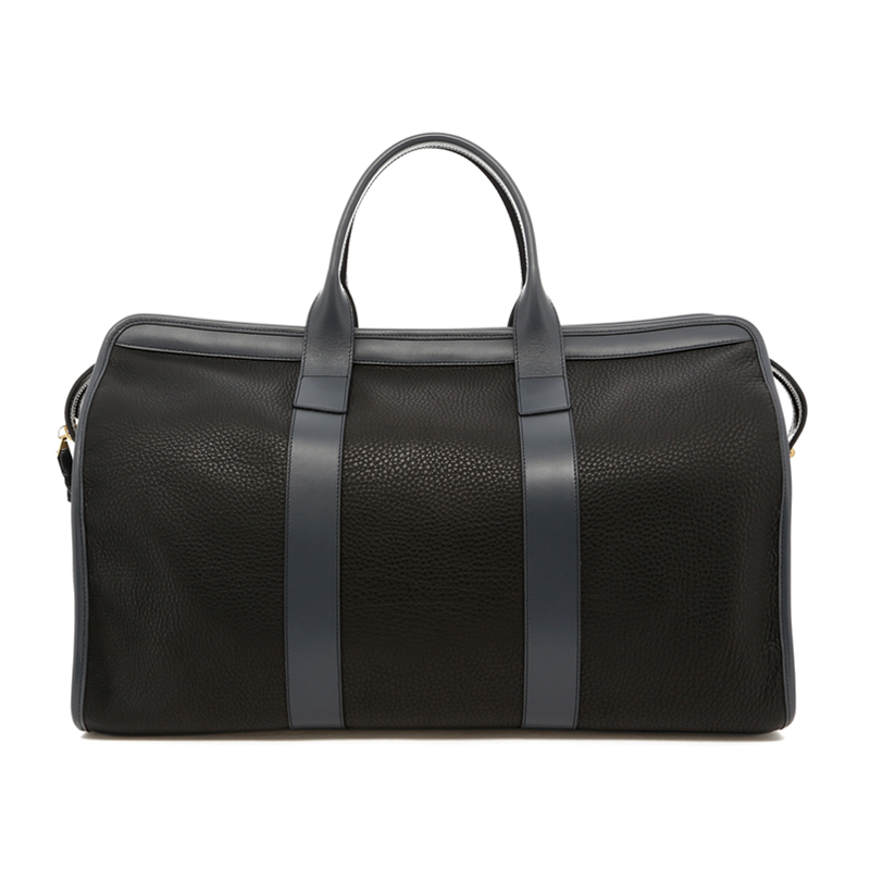Signature Travel Duffle - Black/Battleship Grey - Pebbled Leather in 