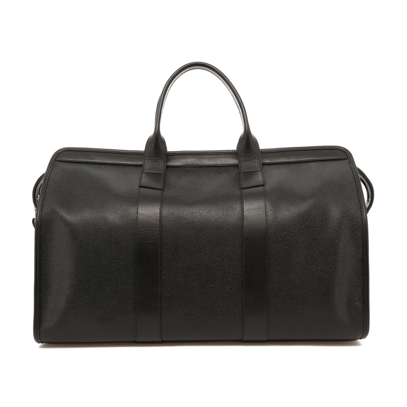 Signature Travel Duffle - Black Scotch Grain Leather - Lilypad Sunbrella Interior in 