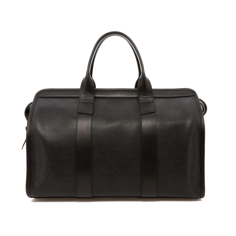 Small Travel Duffle - Black - Scotch Grain - Dark Fern Interior in 