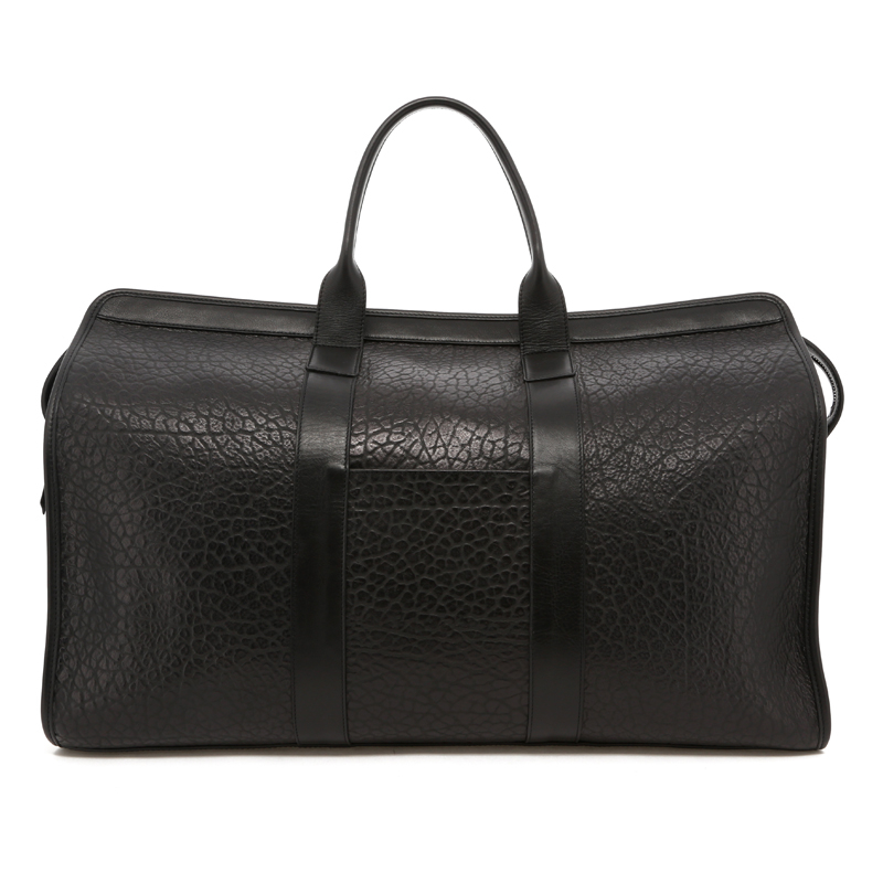 Compass Duffle - Black - Charcoal Herringbone - Shrunken/Tumbled - Silver Hardware in 
