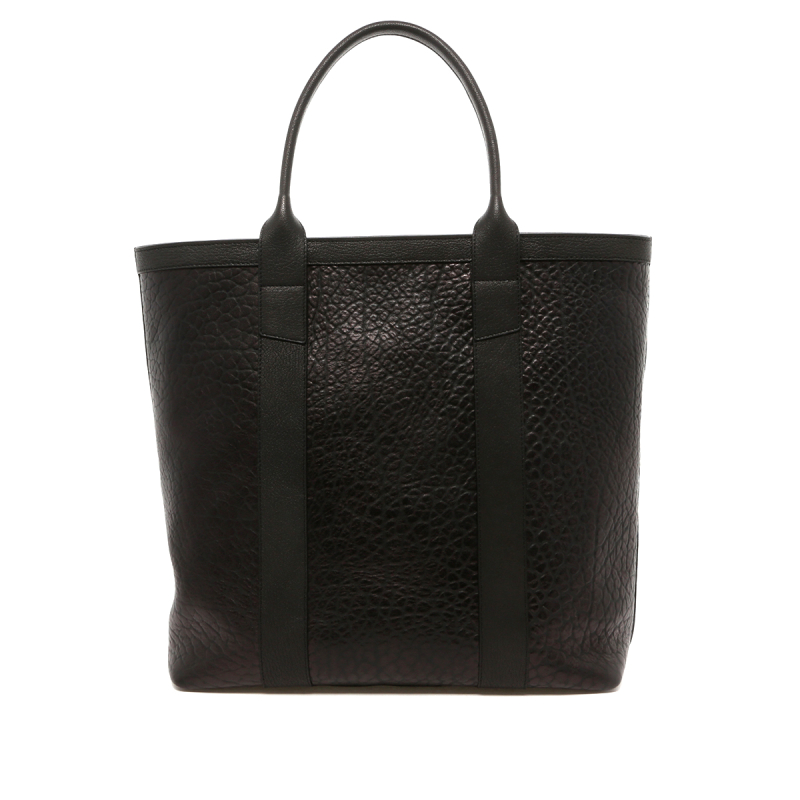 Tall Tote - Black Shrunken / Black Goat Trim in 