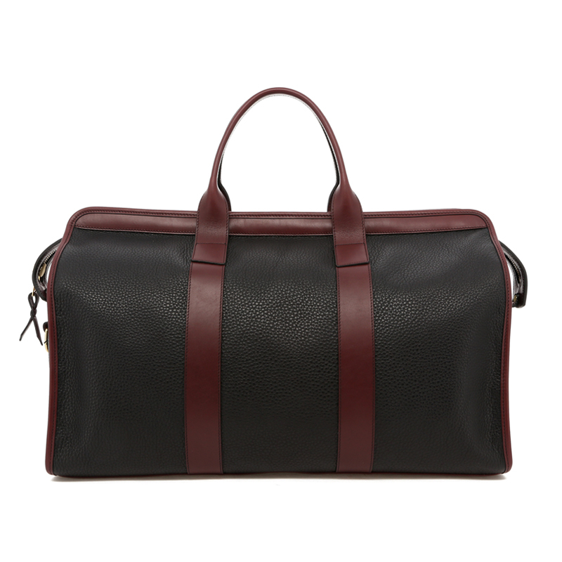 Signature Travel Duffle - Black/Burgundy Trim - Soft Pebble Grain in 