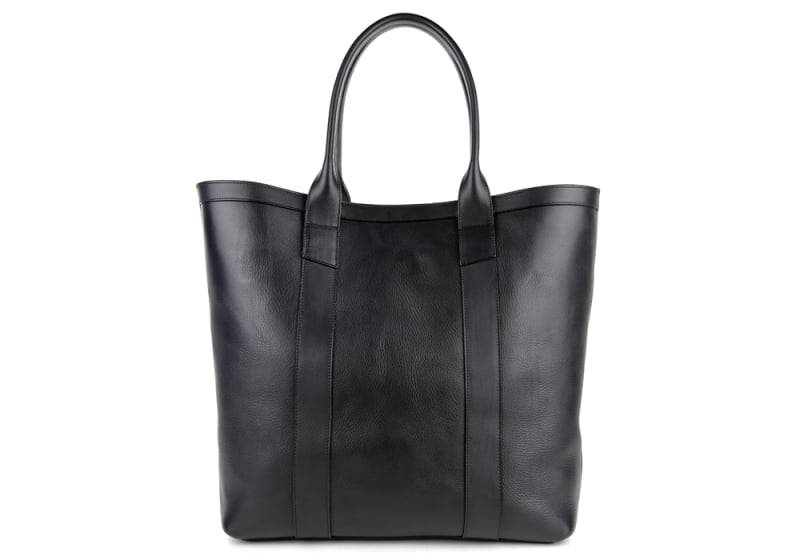 Tall Tote -Black-Unlined in smooth tumbled leather