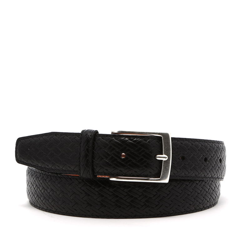 Basket Weave Textured Leather Belt in basket