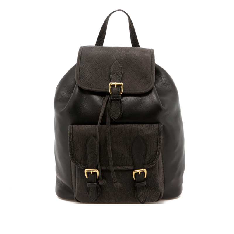 Classic Backpack - Black - Slate Grey Goatskin Trim - Tumbled in 