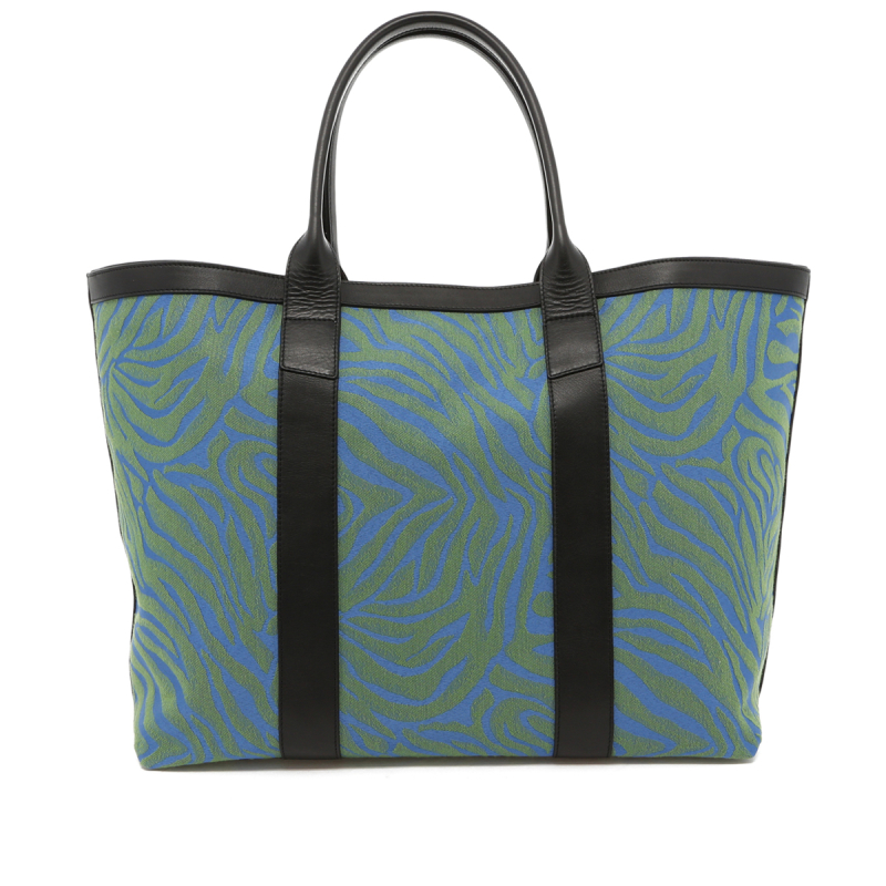 Signature Working Tote - Blue/Green Animal Print - Black Trim in 