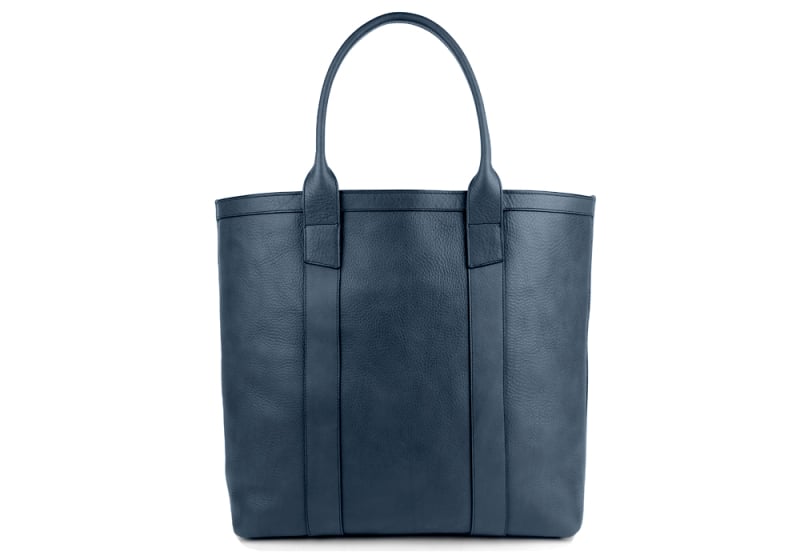 Tall Tote -Unlined-Navy in smooth tumbled leather