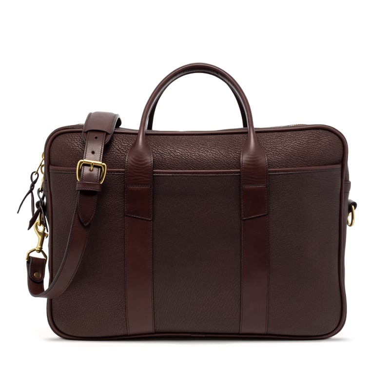 Chèvre Commuter Briefcase-Chocolate in goat skin
