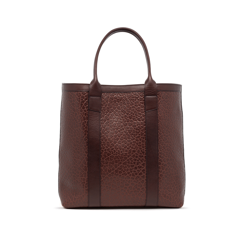 Tall Tote-Chocolate in shrunken grain leather