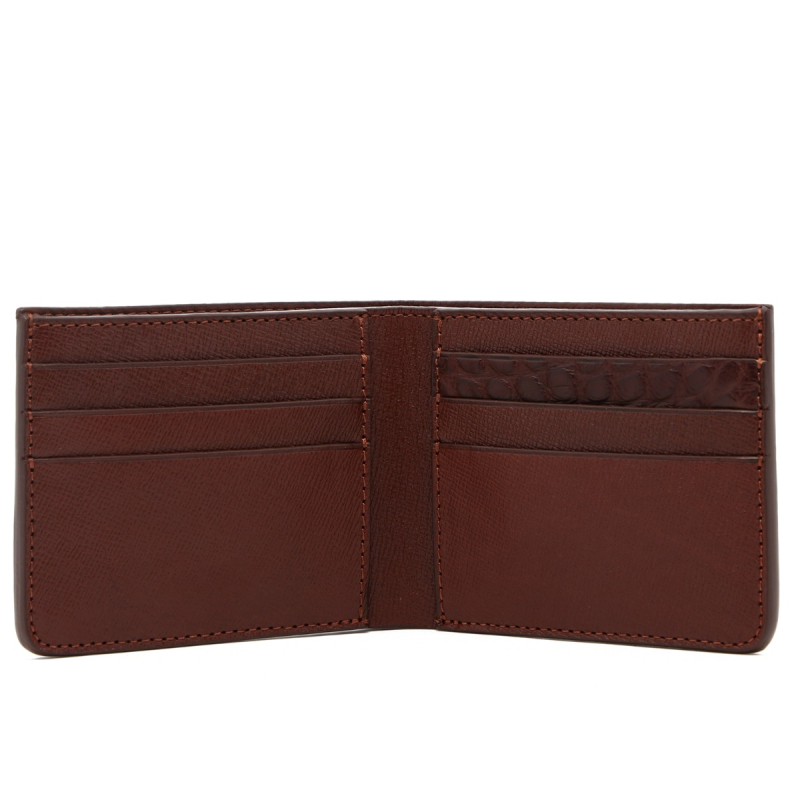 Bifold Wallet - Brown / Brown Gator - Hatch Grain Leather  in 