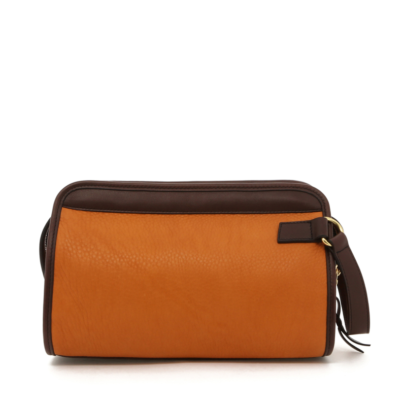 Small Travel Kit - Camel/Chocolate Trim - Soft Pebbled Leather in 